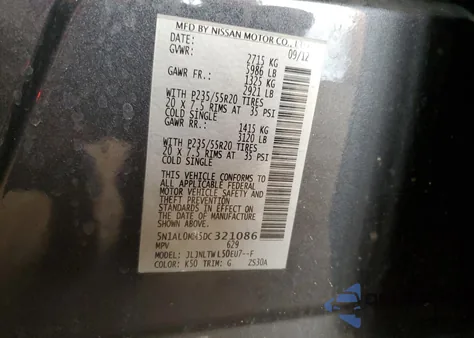 2013 Infiniti Jx35 z USA, uszkodzony, nr VIN 5N1AL0MM5DC321086